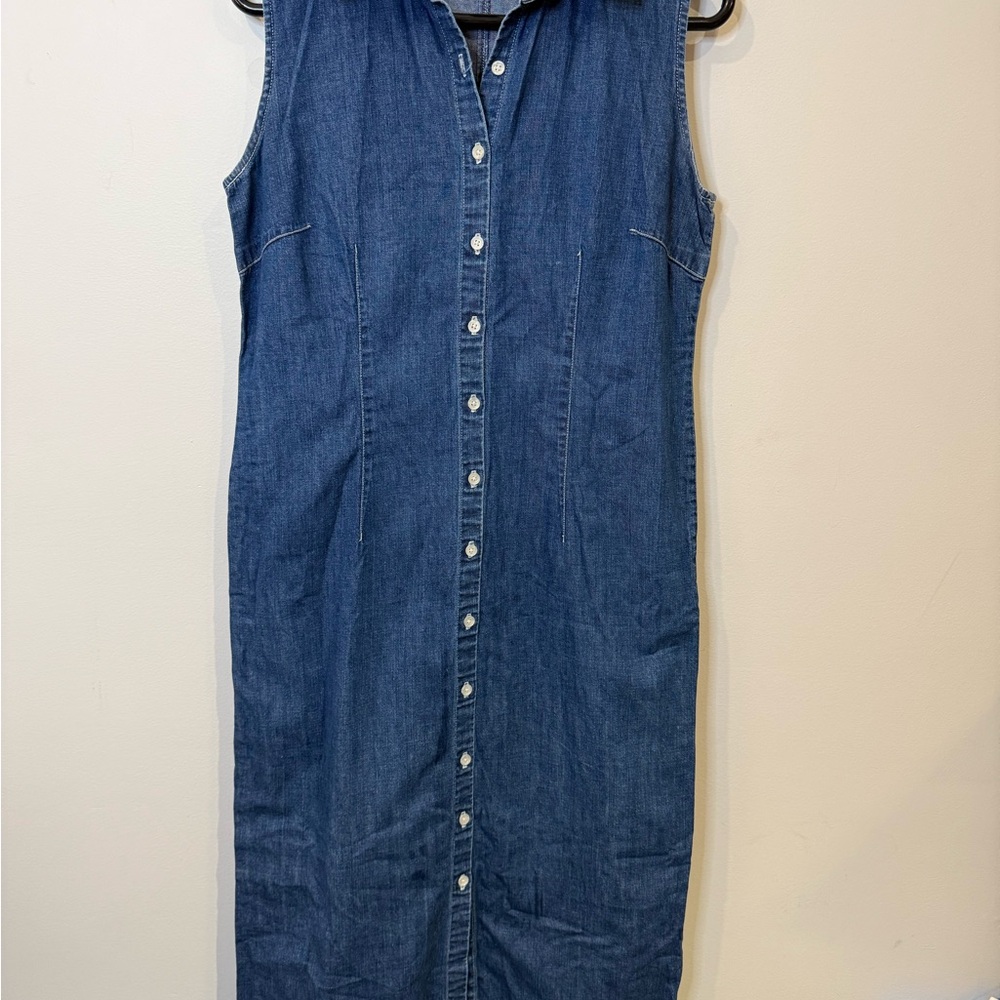 Ann Taylor Loft Denim Sleeveless Button-Down Dress Size 8 W/Slit